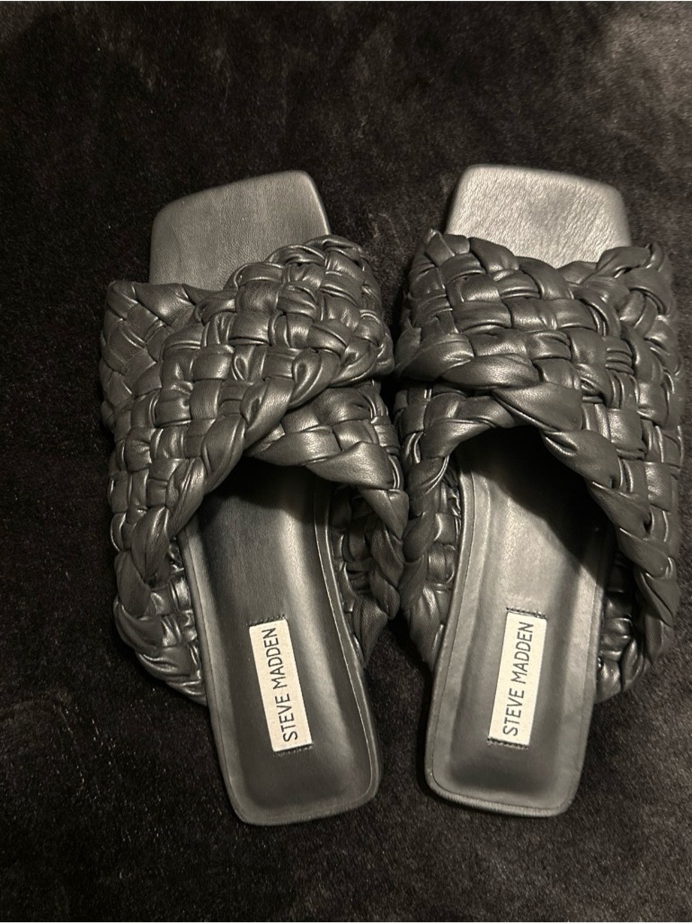 Steve Madden Black Braided Slide Mules